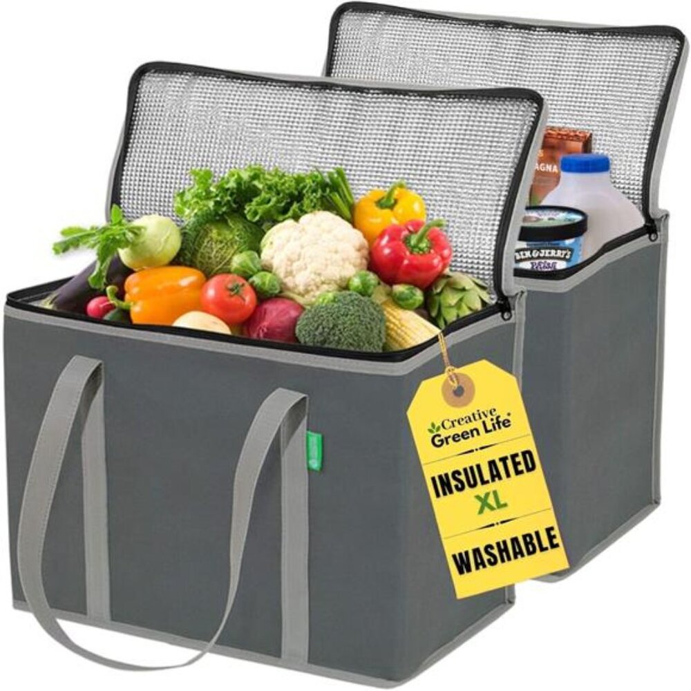 Creative Green Life XL Insulated Reusable Grocery Bags (2-Pack) - Premium
